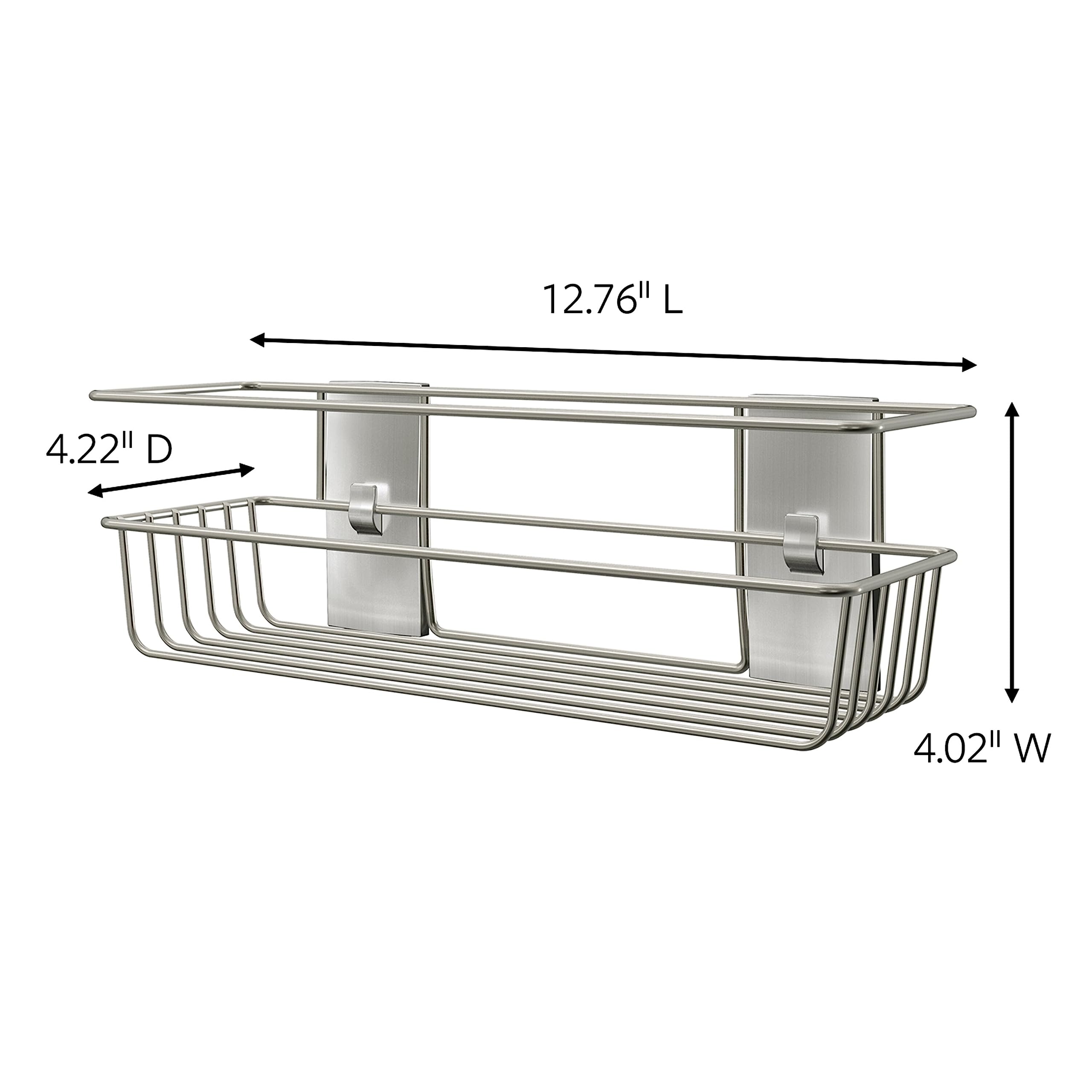 Command Bath31-Sn-Es, Heavy Duty Shower, Satin Nickel, 1-Caddy, 1-Prep Wipe, 4-Water-Resistant Strips, Organize Damage-Free, 0